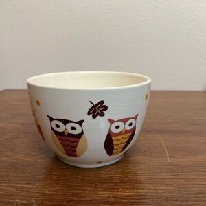 Pier 1 Imports Hand-Painted Owl Bowl – Fall Leaves – 4.5” Earthenware